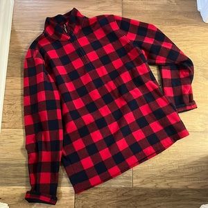 NEW Brooks Brothers Red Buffalo Plaid Quarter Zip Fleece Pullover